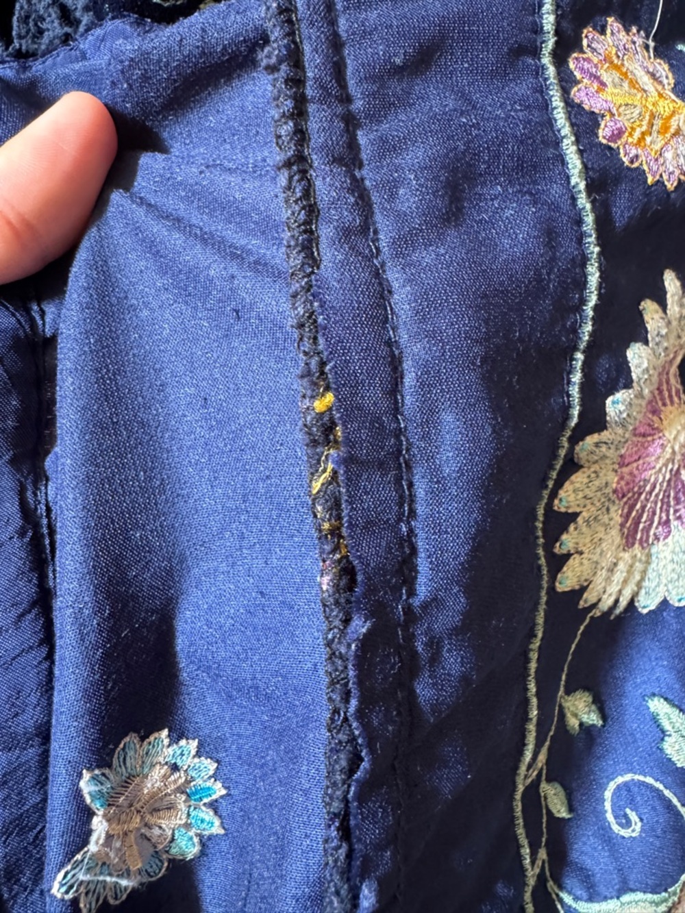 Monia's by Ally's Floral Embroidered Navy Velvet Tunic Dress Size S - Picture 13 of 16
